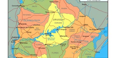 Карта Уругвајски политичких