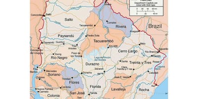 Карта Уругваја са града